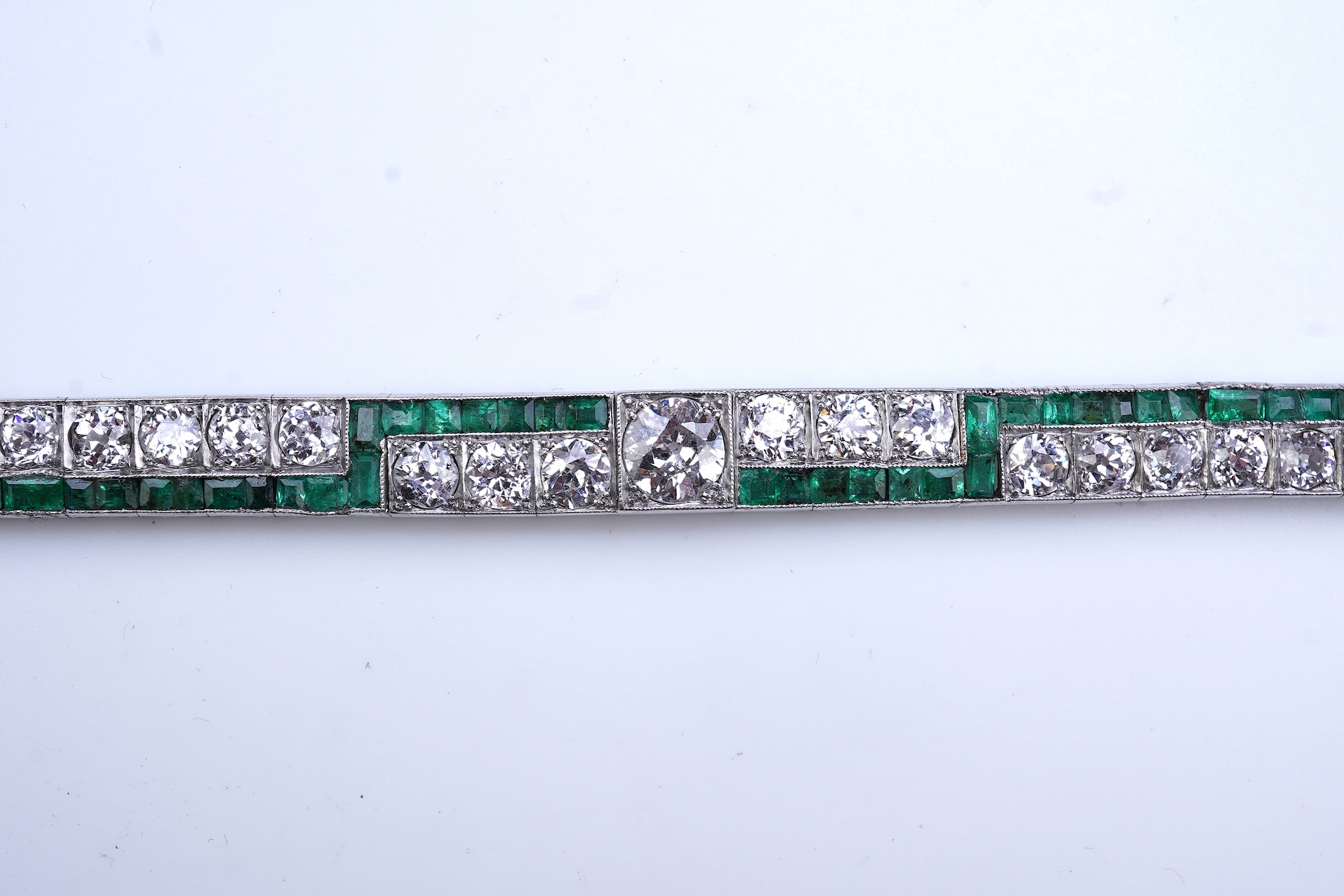 An Art Deco emerald and diamond bracelet, 1920s